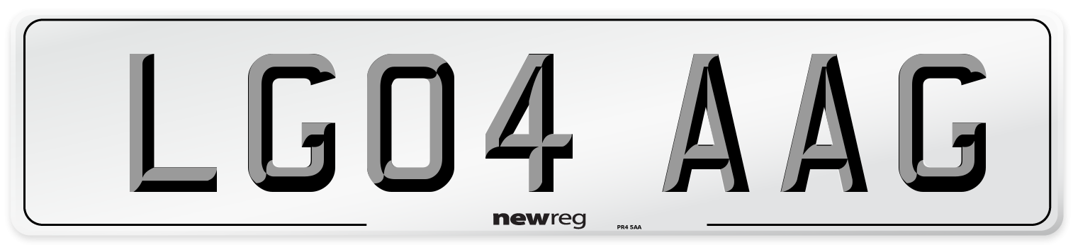 LG04 AAG Number Plate from New Reg